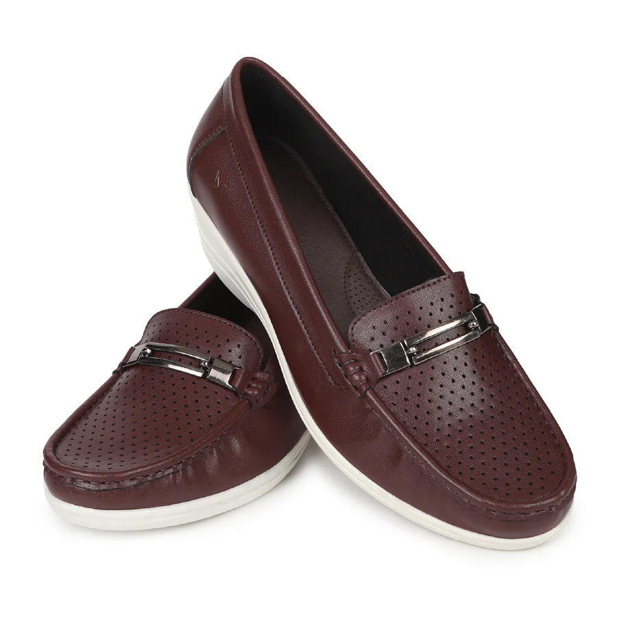 Bliss Casual Perforated Buckle Loafers for Women - Image 5